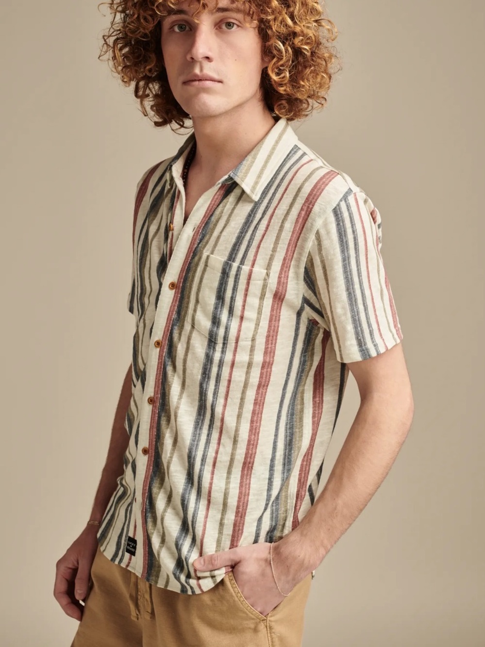 Lucky Brand Linen Short Sleeve Button Down Shirt